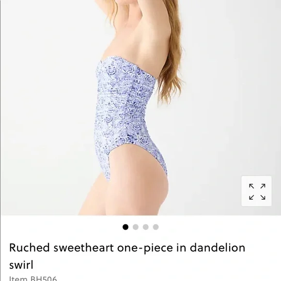 NWT J.crew Ruched sweetheart one-piece in dandelion swirl size 6 - Picture 3 of 11